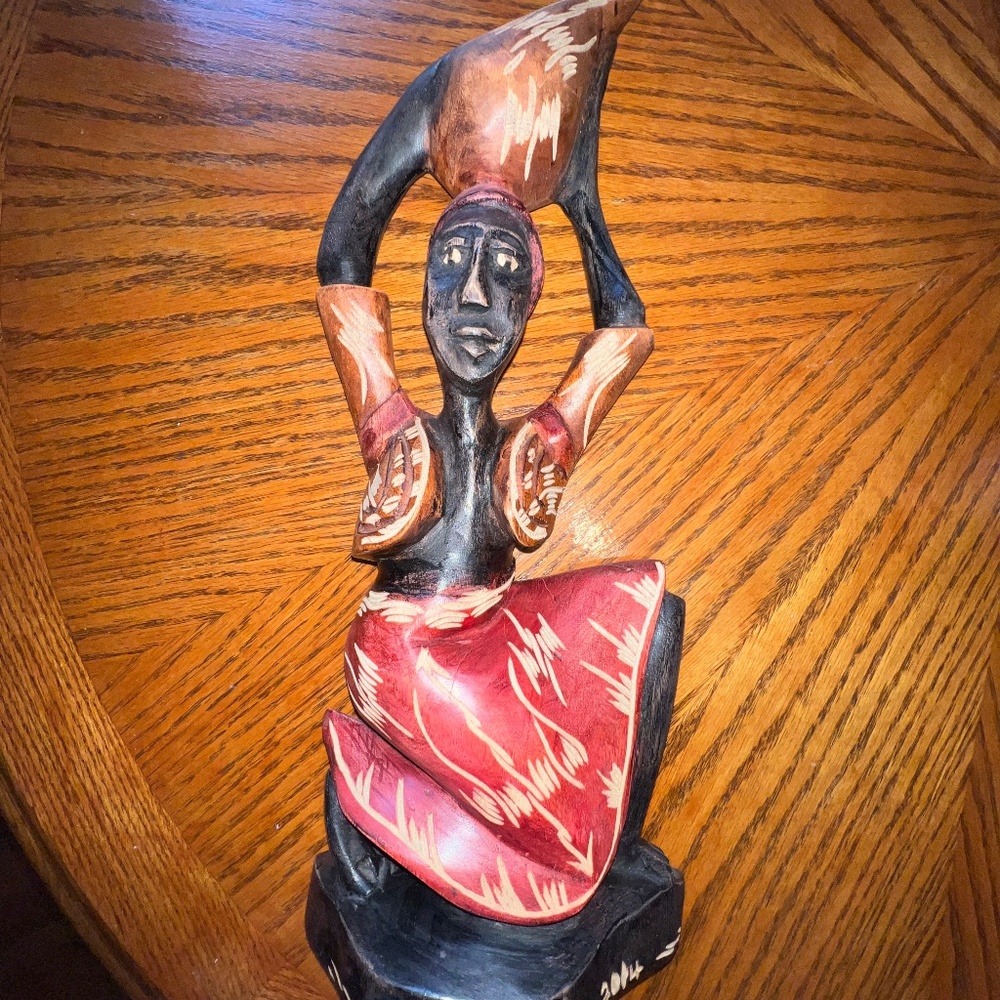 Hand Carved Wood Statue - EUC